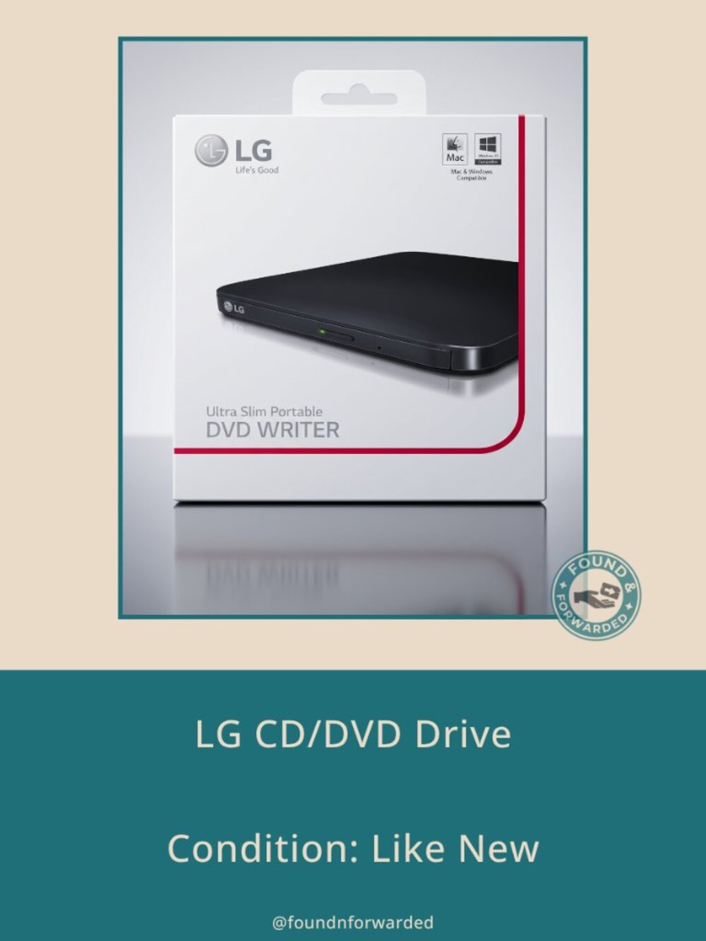 LG Ultra Slim Portable DVD Writer USB Mac Windows Compatible